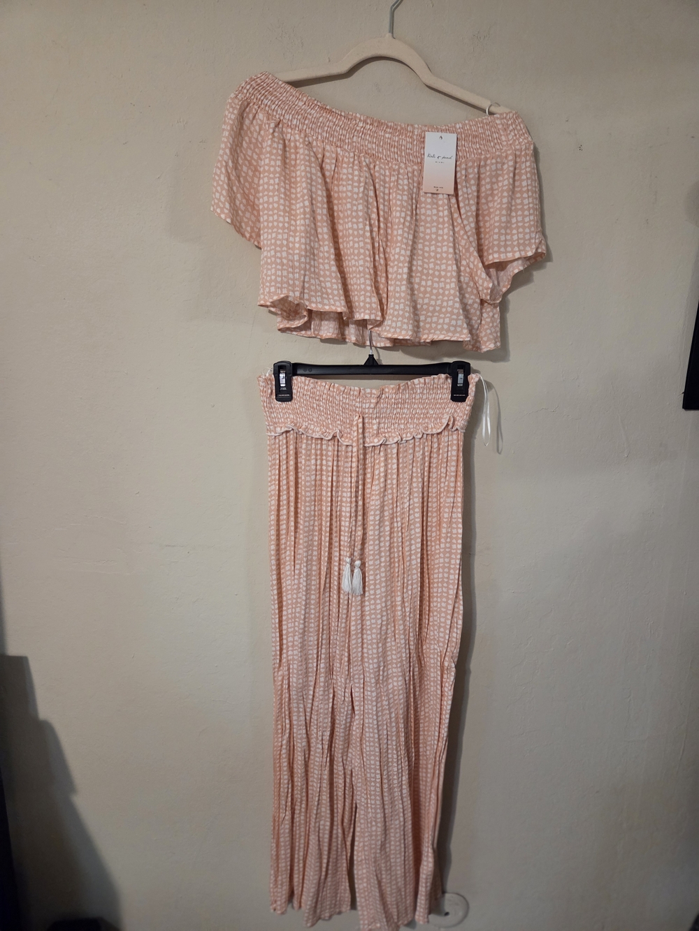 Peach Off-Shoulder Two-Piece  Cover Up